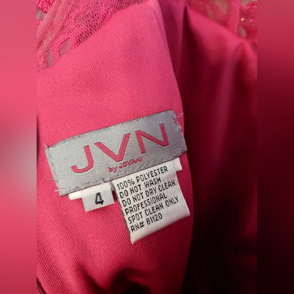 Jovani Hot Pink Beaded Sheer Prom Dress - Picture 5 of 7